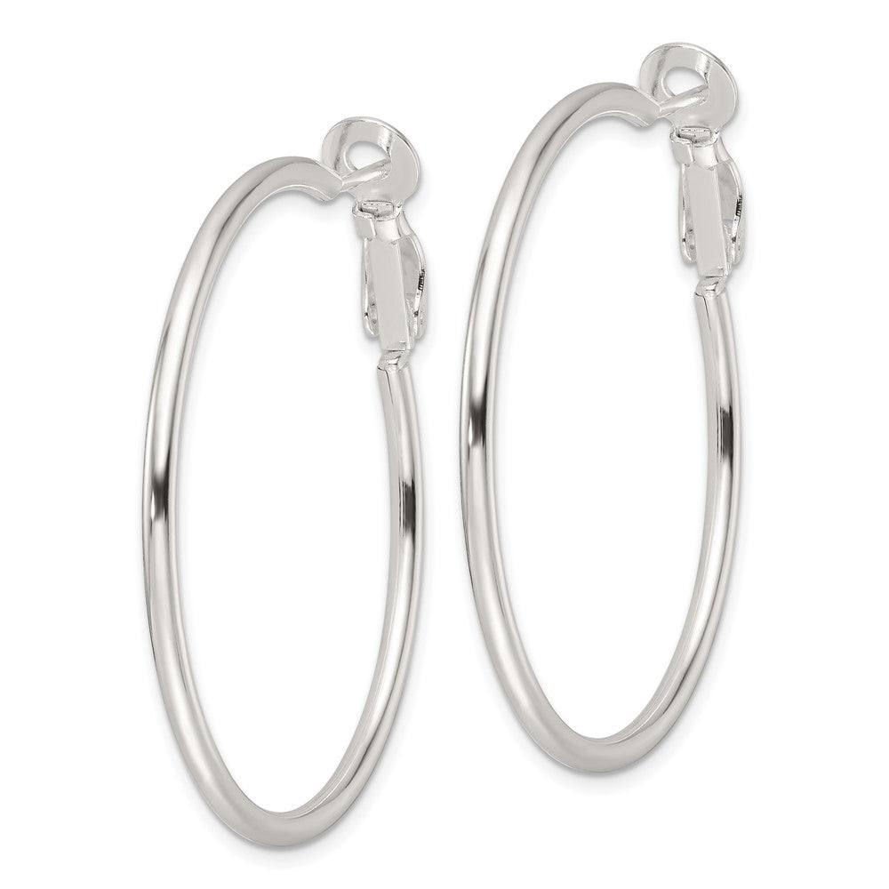 Sterling Silver Polished 2mm Round Hoop Earrings