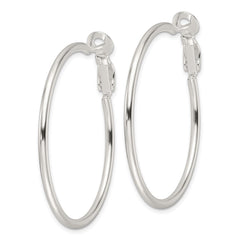 Sterling Silver Polished 2mm Round Hoop Earrings
