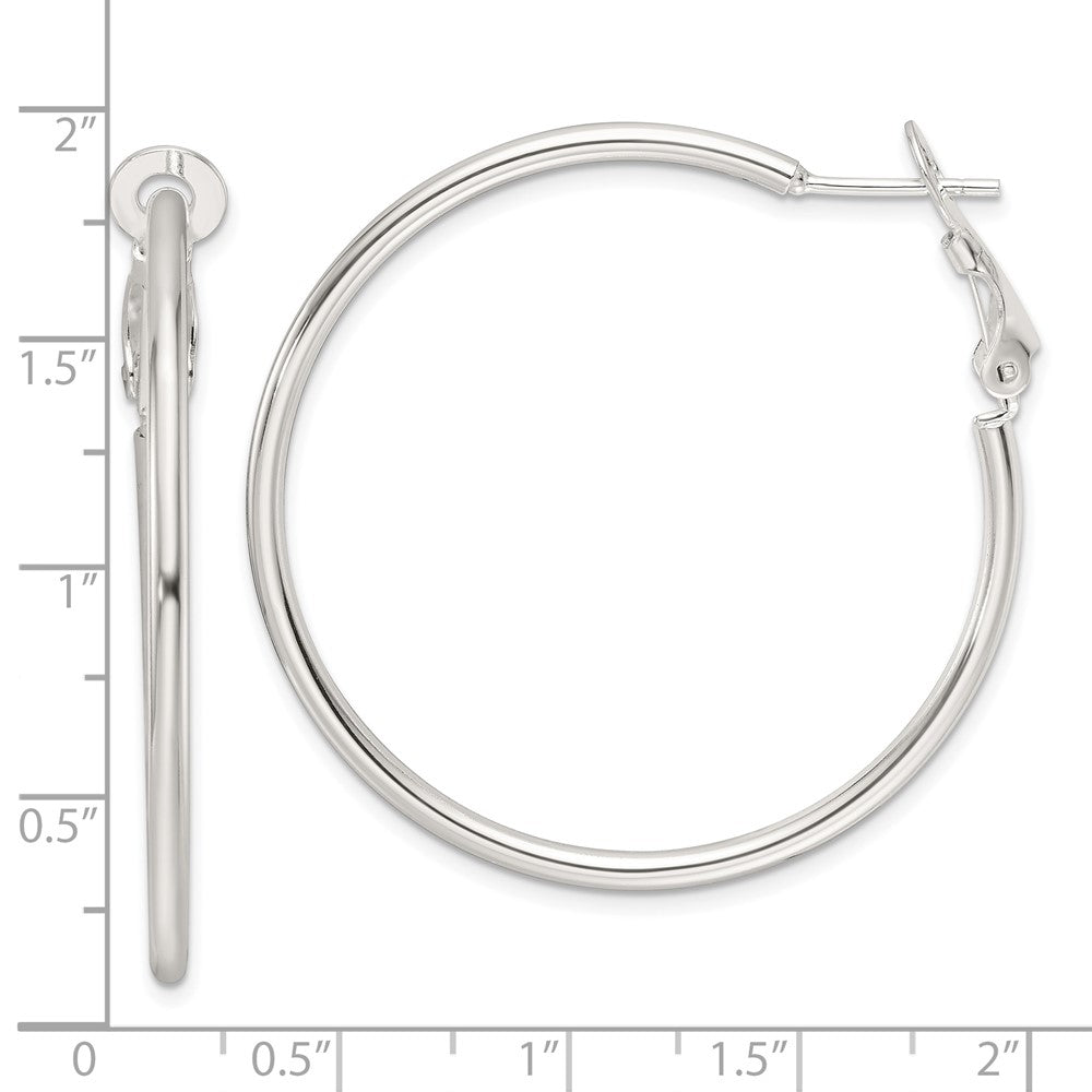 Sterling Silver Polished 2mm Round Hoop Earrings