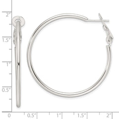 Sterling Silver Polished 2mm Round Hoop Earrings