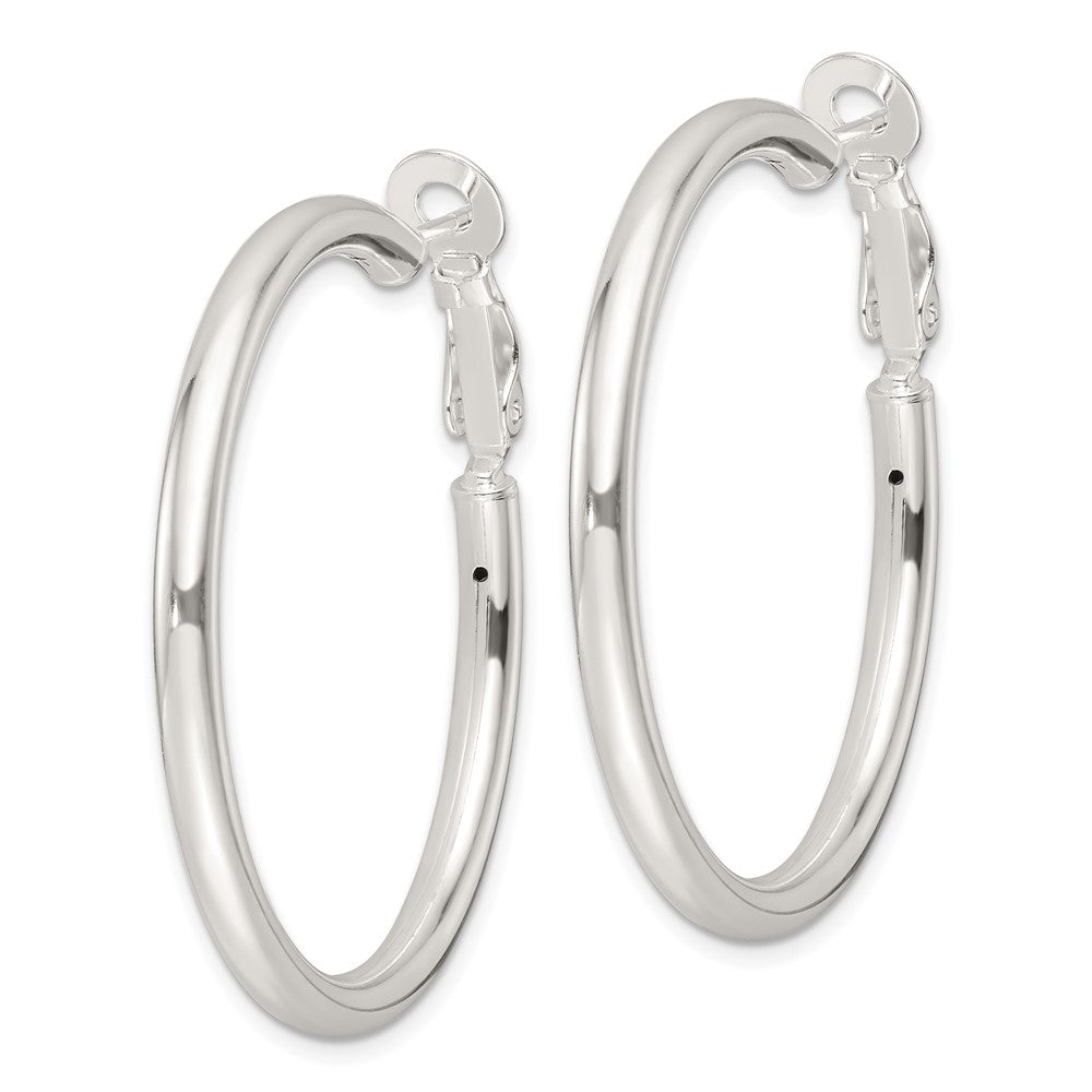 Sterling Silver Polished 3.25mm Round Hoop Earrings