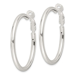 Sterling Silver Polished 3.25mm Round Hoop Earrings
