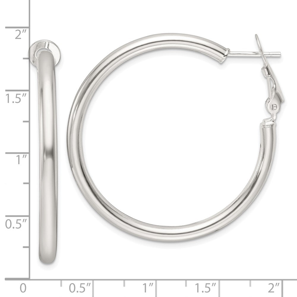 Sterling Silver Polished 3.25mm Round Hoop Earrings