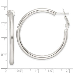 Sterling Silver Polished 3.25mm Round Hoop Earrings