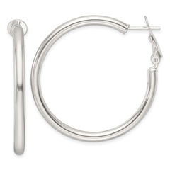 Sterling Silver Polished 3.25mm Round Hoop Earrings