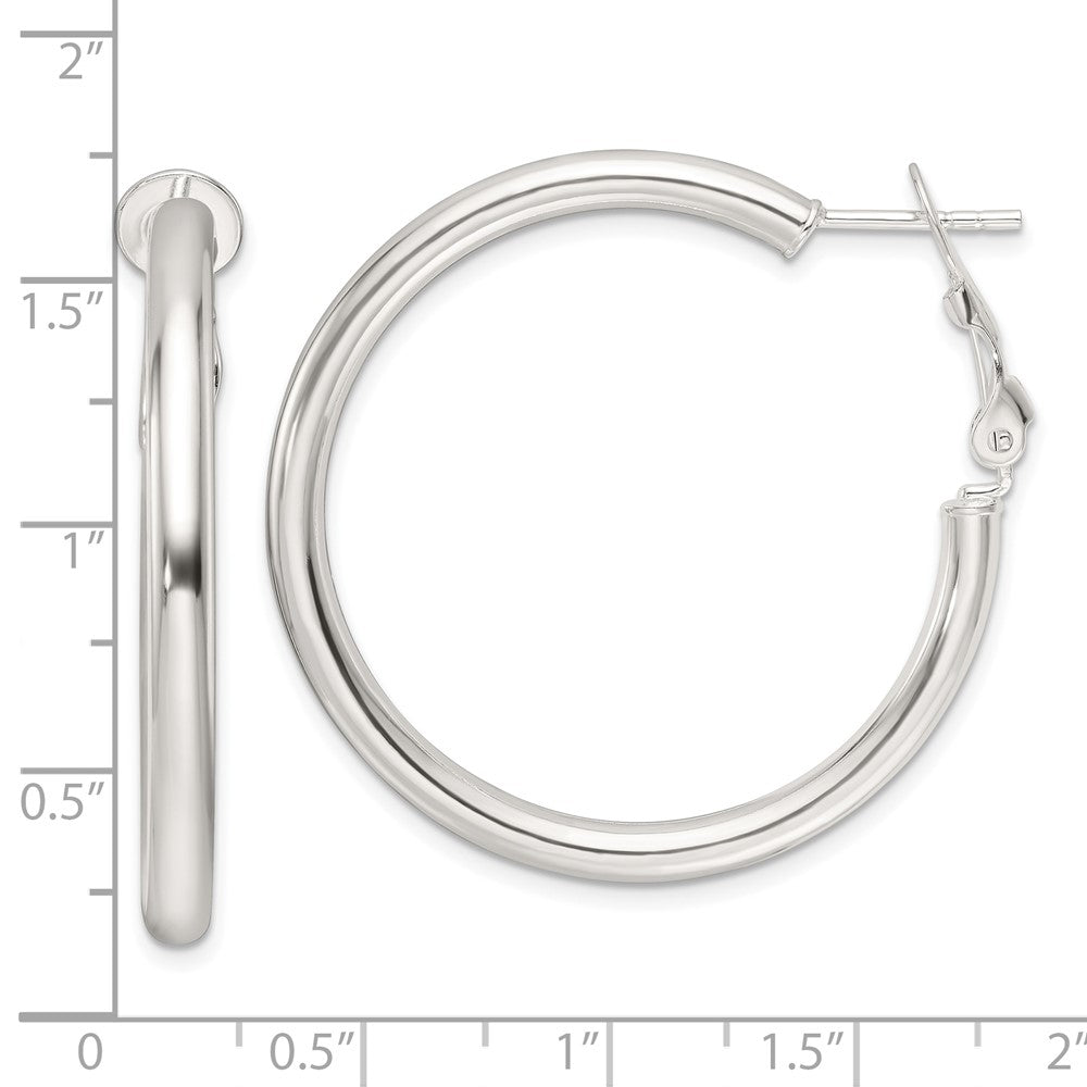 Sterling Silver Polished 3.25mm Round Hoop Earrings
