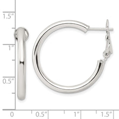 Sterling Silver Polished 3.25mm Round Hoop Earrings
