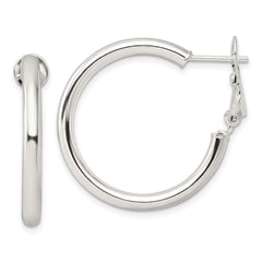 Sterling Silver Polished 3.25mm Round Hoop Earrings
