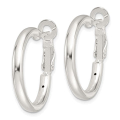 Sterling Silver Polished 3.25mm Round Hoop Earrings