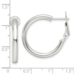 Sterling Silver Polished 3.25mm Round Hoop Earrings