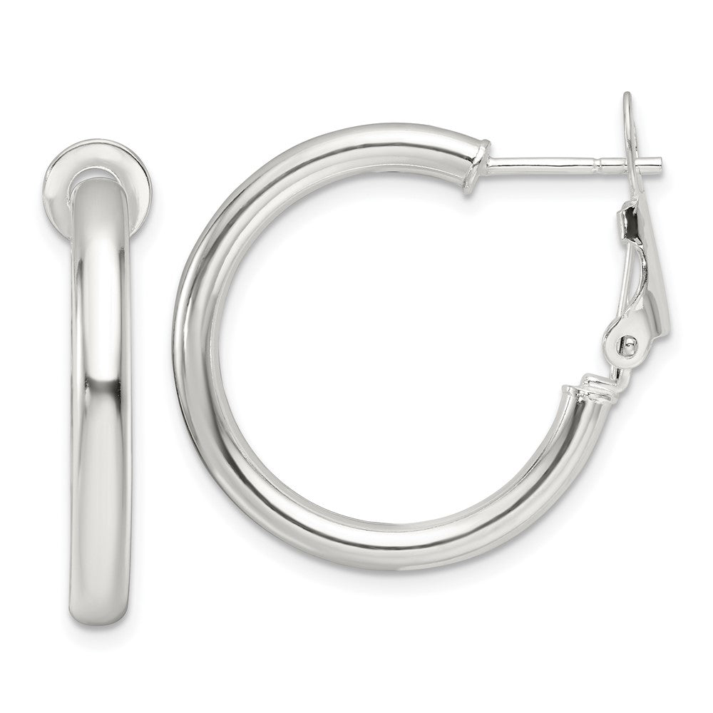 Sterling Silver Polished 3.25mm Round Hoop Earrings