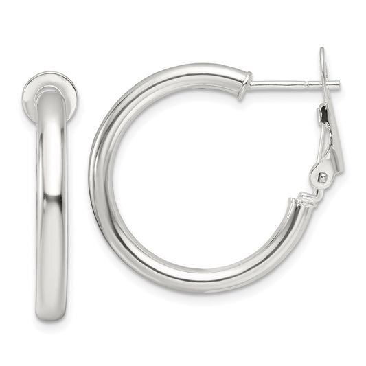 Sterling Silver Polished 3.25mm Round Hoop Earrings