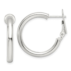 Sterling Silver Polished 3.25mm Round Hoop Earrings