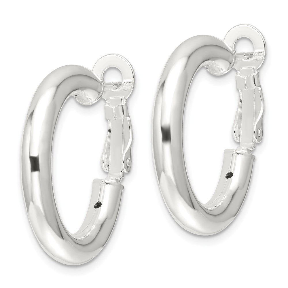 Sterling Silver Polished 4mm Round Hoop Earrings
