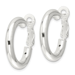 Sterling Silver Polished 4mm Round Hoop Earrings