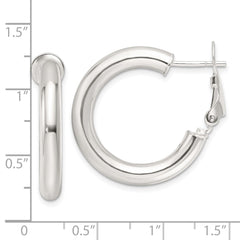 Sterling Silver Polished 4mm Round Hoop Earrings