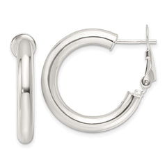 Sterling Silver Polished 4mm Round Hoop Earrings