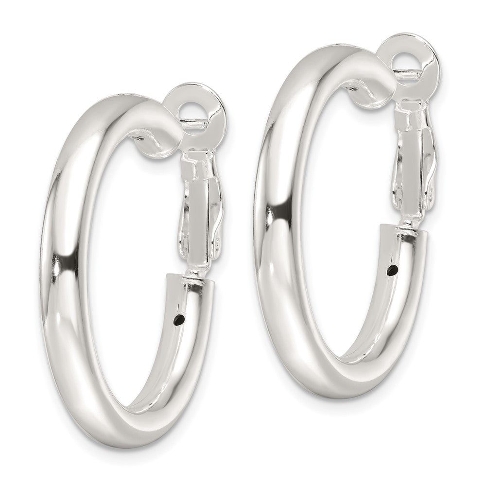 Sterling Silver Polished 4mm Round Hoop Earrings