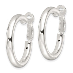 Sterling Silver Polished 4mm Round Hoop Earrings