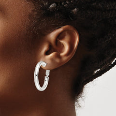 Sterling Silver Polished 4mm Round Hoop Earrings