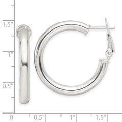 Sterling Silver Polished 4mm Round Hoop Earrings