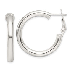 Sterling Silver Polished 4mm Round Hoop Earrings