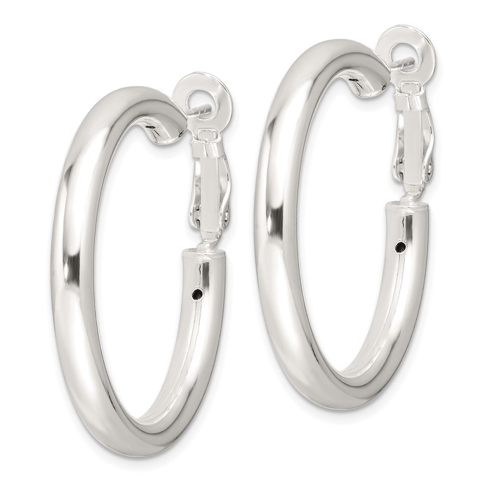 Sterling Silver Polished 4mm Round Hoop Earrings