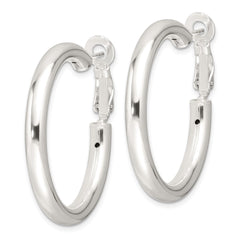 Sterling Silver Polished 4mm Round Hoop Earrings