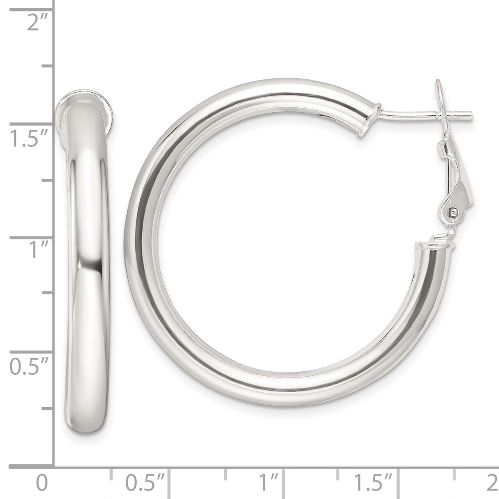Sterling Silver Polished 4mm Round Hoop Earrings