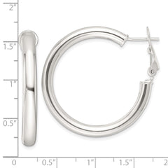 Sterling Silver Polished 4mm Round Hoop Earrings