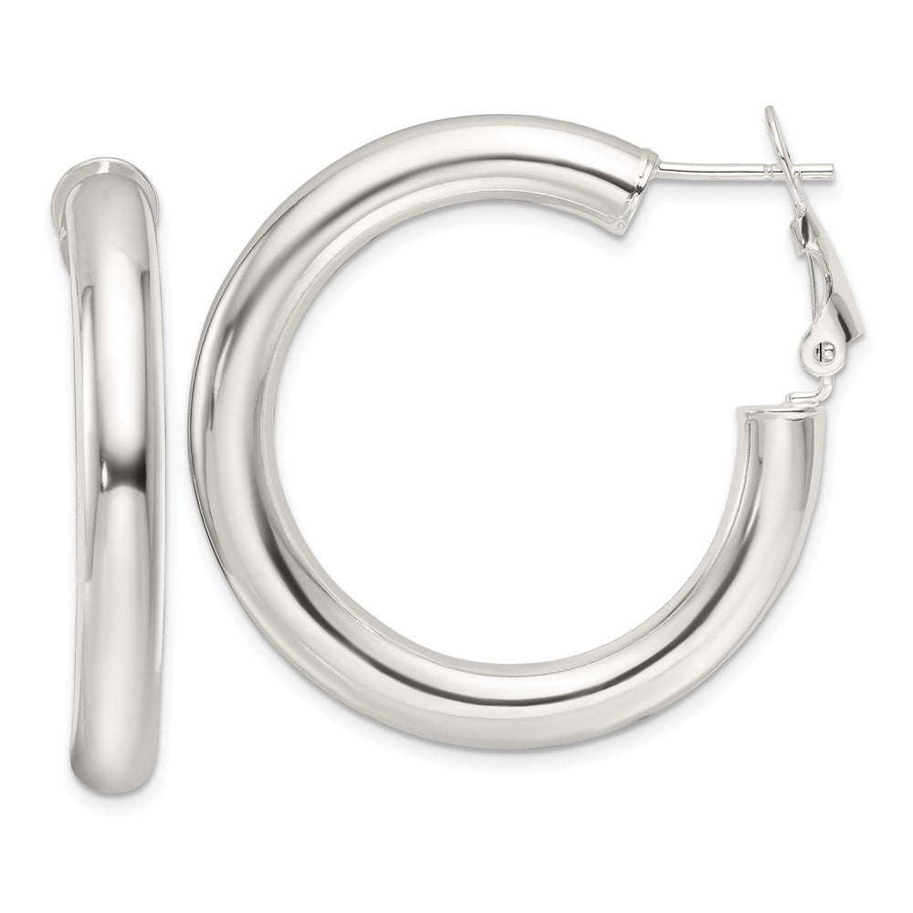 Sterling Silver Polished 5mm Round Hoop Earrings