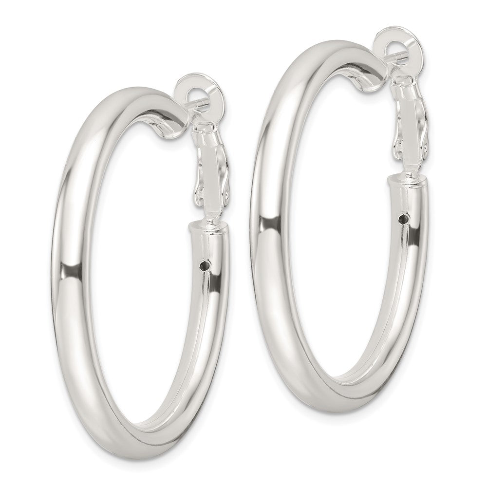Sterling Silver Polished 4mm Round Hoop Earrings