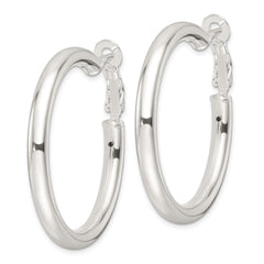 Sterling Silver Polished 4mm Round Hoop Earrings