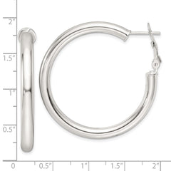 Sterling Silver Polished 4mm Round Hoop Earrings