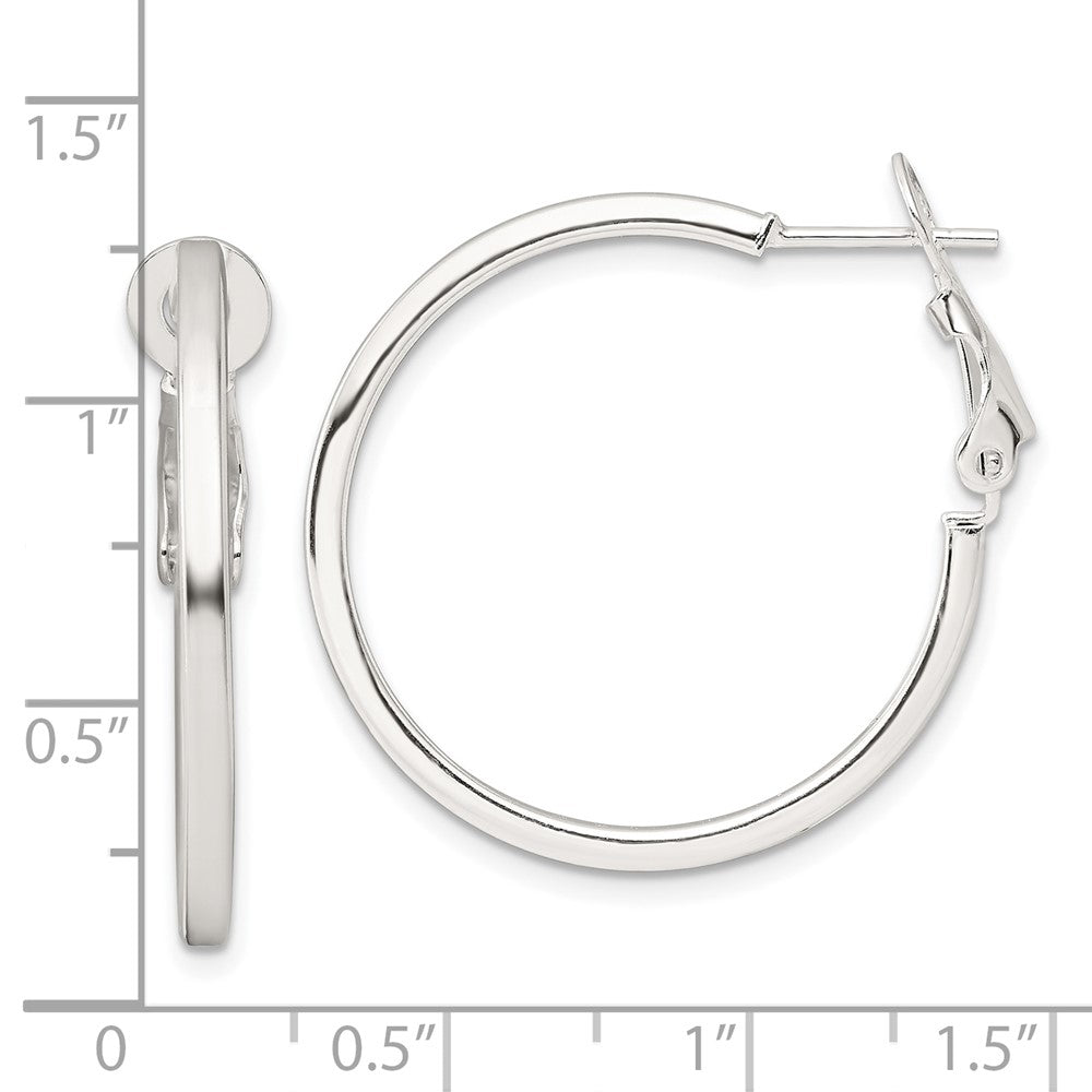 Sterling Silver Polished 2mm Square Tube Round Hoop Earrings
