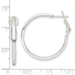 Sterling Silver Polished 2mm Square Tube Round Hoop Earrings