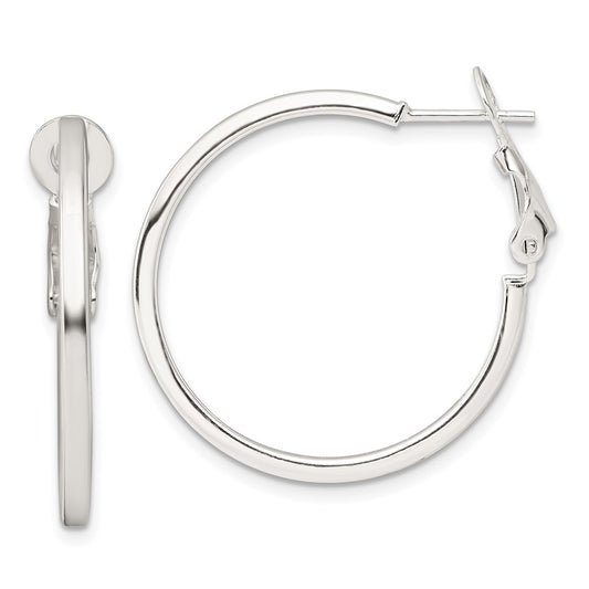 Sterling Silver Polished 2mm Square Tube Round Hoop Earrings