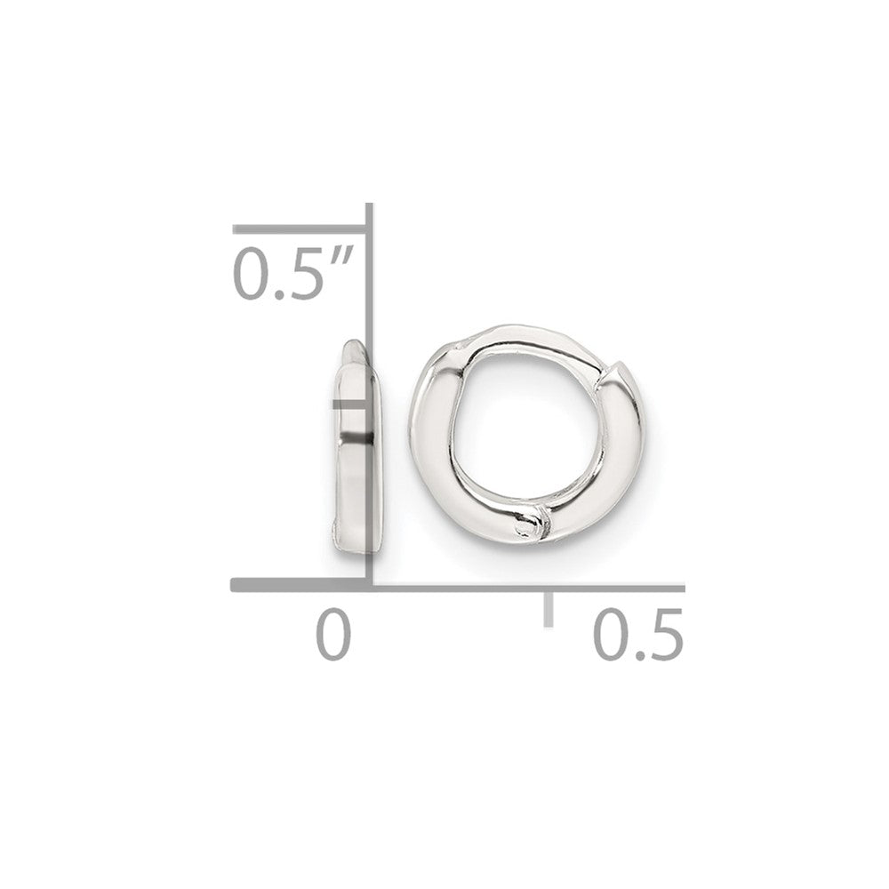 Sterling Silver Polished 8.2x1.6mm Round Hinged Hoop Earrings