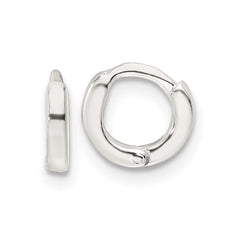 Sterling Silver Polished 8.2x1.6mm Round Hinged Hoop Earrings
