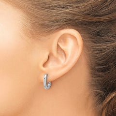 Rhodium-plated Sterling Silver Rounded Edge Square Hinged Hoop Earrings