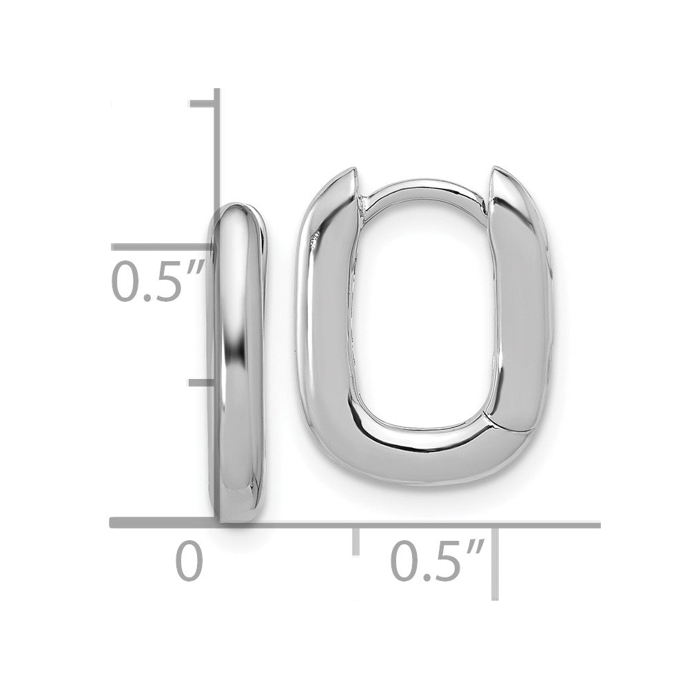 Rhodium-plated Sterling Silver Rounded Edge Square Hinged Hoop Earrings