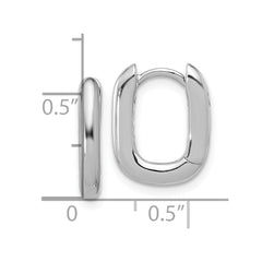 Rhodium-plated Sterling Silver Rounded Edge Square Hinged Hoop Earrings