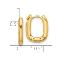 Yellow Gold-plated Sterling Silver Rounded Edge Square Hinged Hoop Earrings