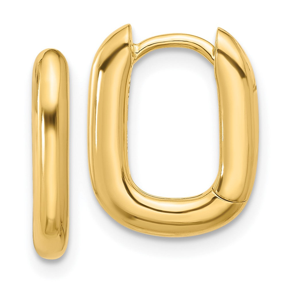 Yellow Gold-plated Sterling Silver Rounded Edge Square Hinged Hoop Earrings