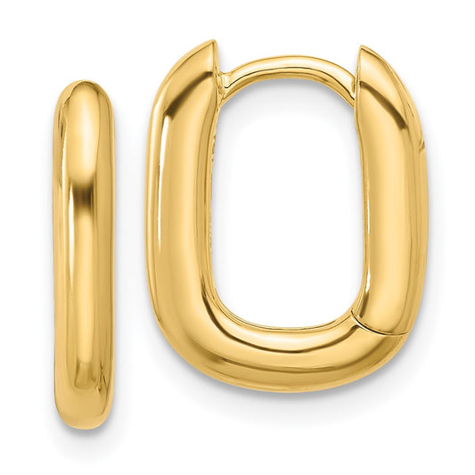 Yellow Gold-plated Sterling Silver Rounded Edge Square Hinged Hoop Earrings