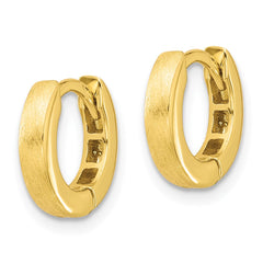 Yellow Gold-plated Sterling Silver Brushed 3x13mm Hinged Huggie Hoop Earrings