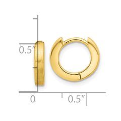 Yellow Gold-plated Sterling Silver Brushed 3x13mm Hinged Huggie Hoop Earrings