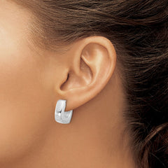 Rhodium-plated Sterling Silver Polished Square J-hoop Post Earrings