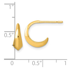 Yellow Gold-plated Sterling Silver Polished J-Hoop Post Earrings