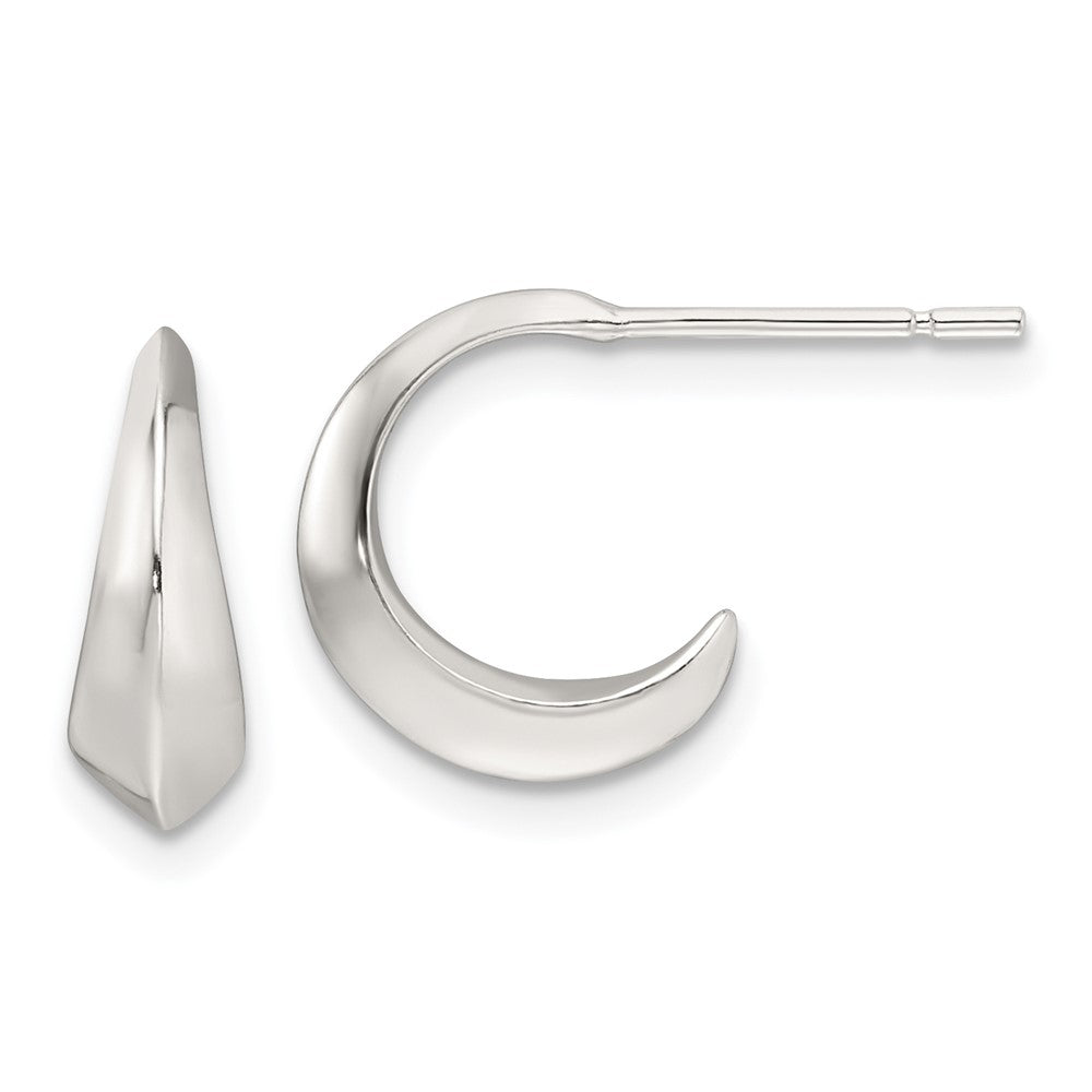 Sterling Silver Polished J-Hoop Post Earrings